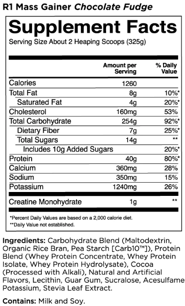 R1 Mass 8serv Chocolate Fudge 5LBS